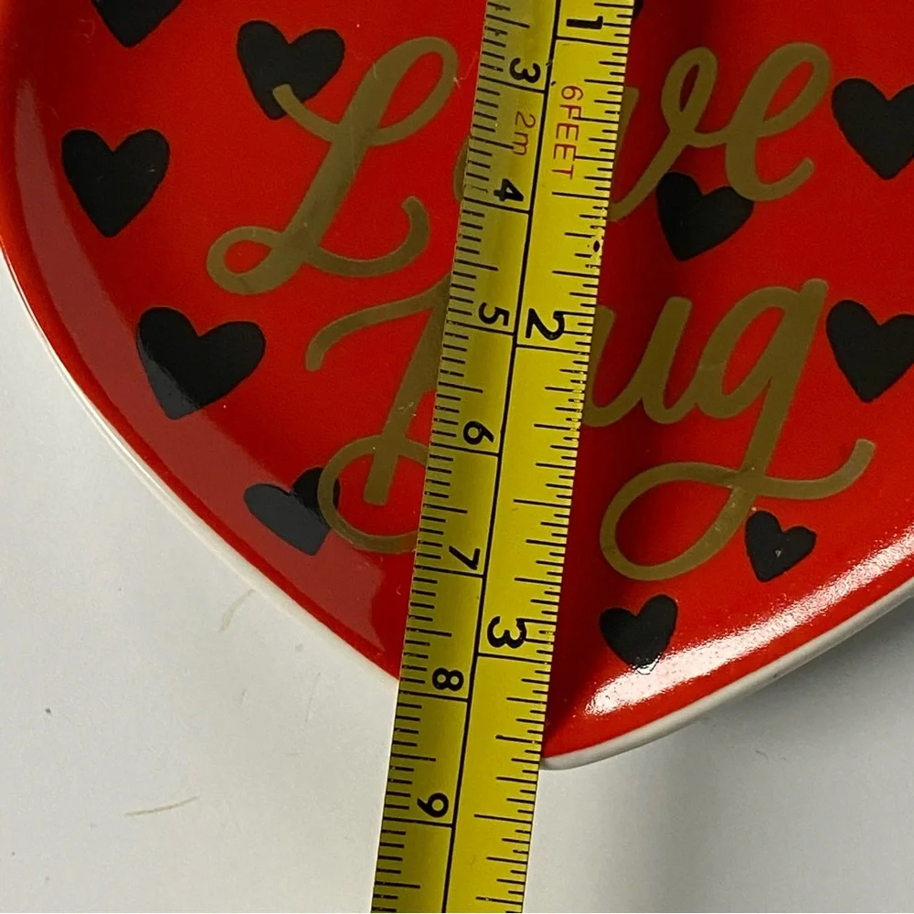 Ladybug Trinket Dish Ceramic Red Heart Valentines Decor 4” Love Bug Paper Source